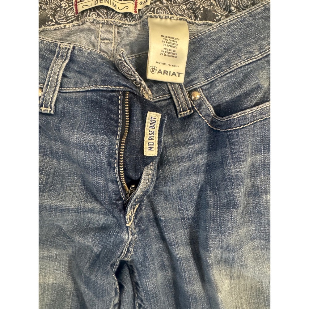 Ariat REAL Denim Mid Rise Bootcut Jeans Blue Stretch Western cowgirl 31R - Picture 8 of 9